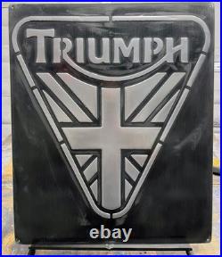Triumph Vintage Style Garage Sign 20x24 Handmade Aluminum Relief Metal Wall Art