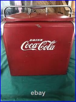 UNRESTORED Vintage 1950's Coca Cola Coke carry cooler Progress Refrigerator