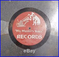 V RARE 1920's Old Vintage His Master's Voice Records Porcelain Enamel Sign Board