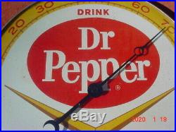 VINTAGE 12 Dr. PEPPER THERMOMETER MS-20 1961 MS-20 1961 PAM CLOCK Co