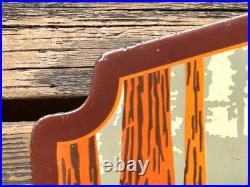 VINTAGE 12x11 REDWOOD NATIONAL PARK CA PORCELAIN GASOLINE OIL PUMP STATION SIGN