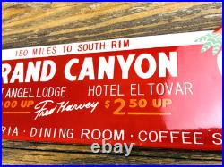 VINTAGE 12x4 GRAND CANYON AUTO LODGE CABINS PORCELAIN GAS PUMP STATION OIL SIGN VINTAGE 12x4 GRAND CANYON AUTO LODGE CABINS PORCELAIN GAS PUMP STATION OIL SIGN