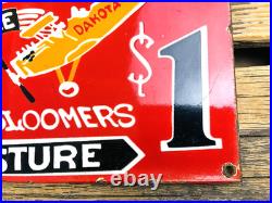 VINTAGE 12x6 AIRPLANE RIDES AT JAKES PASTURE OIL PORCELAIN GASOLINE GAS SIGN