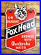 VINTAGE-12x7-FOX-HEAD-BEER-PUMP-STATION-PORCELAIN-GASOLINE-MOTOR-OIL-GAS-SIGN-01-vef