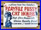 VINTAGE-12x8-PLAYFUL-PUSSY-CAT-HOUSE-OIL-PORCELAIN-GASOLINE-ADVERTISING-SIGN-01-cq