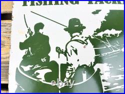 VINTAGE 14x10 WINCHESTER FISHING TACKLE HUNTING GAS OIL GASOLINE PORCELAIN SIGN