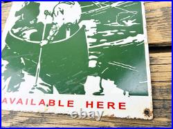 VINTAGE 14x10 WINCHESTER FISHING TACKLE HUNTING GAS OIL GASOLINE PORCELAIN SIGN