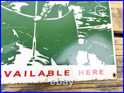 VINTAGE 14x10 WINCHESTER FISHING TACKLE HUNTING GAS OIL GASOLINE PORCELAIN SIGN