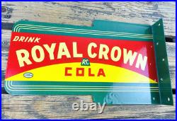 VINTAGE 14x8.5 Drink ROYAL CROWN COLA RC DOUBLE-SIDED SODA PORCELAIN GAS SIGN