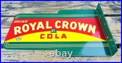 VINTAGE 14x8.5 Drink ROYAL CROWN COLA RC DOUBLE-SIDED SODA PORCELAIN GAS SIGN