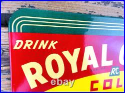 VINTAGE 14x8.5 Drink ROYAL CROWN COLA RC DOUBLE-SIDED SODA PORCELAIN GAS SIGN