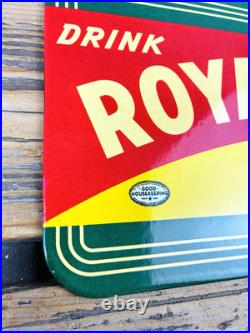 VINTAGE 14x8.5 Drink ROYAL CROWN COLA RC DOUBLE-SIDED SODA PORCELAIN GAS SIGN