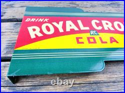 VINTAGE 14x8.5 Drink ROYAL CROWN COLA RC DOUBLE-SIDED SODA PORCELAIN GAS SIGN