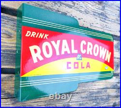 VINTAGE 14x8.5 Drink ROYAL CROWN COLA RC DOUBLE-SIDED SODA PORCELAIN GAS SIGN