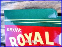 VINTAGE 14x8.5 Drink ROYAL CROWN COLA RC DOUBLE-SIDED SODA PORCELAIN GAS SIGN