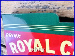 VINTAGE 14x8.5 Drink ROYAL CROWN COLA RC DOUBLE-SIDED SODA PORCELAIN GAS SIGN