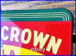 VINTAGE 14x8.5 Drink ROYAL CROWN COLA RC DOUBLE-SIDED SODA PORCELAIN GAS SIGN