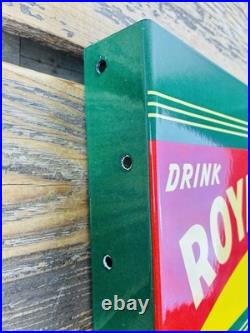 VINTAGE 14x8.5 Drink ROYAL CROWN COLA RC DOUBLE-SIDED SODA PORCELAIN GAS SIGN