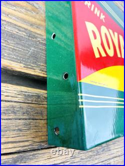 VINTAGE 14x8.5 Drink ROYAL CROWN COLA RC DOUBLE-SIDED SODA PORCELAIN GAS SIGN