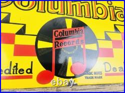 VINTAGE 15x10 COLUMBIA RECORDS PUMP STATION PORCELAIN MOTOR OIL GASOLINE SIGN