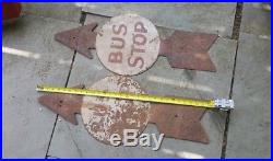 VINTAGE 1900s BUS STOP SIGNS 30 INCHES ARROW POINTING NOT MADE ANYMORE