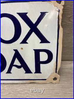 VINTAGE 1920'S LENOX SOAP PORCELAIN SIGN 10x6