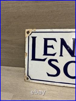 VINTAGE 1920'S LENOX SOAP PORCELAIN SIGN 10x6