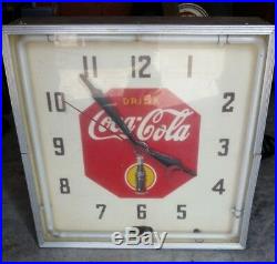 VINTAGE 1930's 40s LACKNER COCA COLA ELECTRIC WALL CLOCK LAST CHANCE