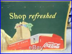 VINTAGE 1940'S COKE/COCA-COLA CARDBOARD ADVERTISING SIGN-SHOP REFRESHED-27 x 56