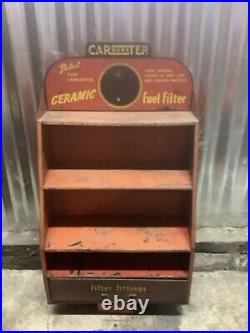 VINTAGE 1940's CARTER CARBURETOR METAL PARTS DISPLAY CABINET / SIGN