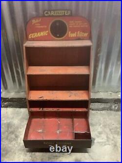 VINTAGE 1940's CARTER CARBURETOR METAL PARTS DISPLAY CABINET / SIGN