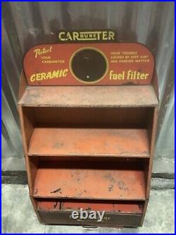 VINTAGE 1940's CARTER CARBURETOR METAL PARTS DISPLAY CABINET / SIGN