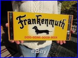VINTAGE 1940's FRANKENMUTH DOG-GONE GOOD BEER SIGN NOS REVERSE PAINTED ON GLASS
