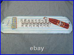 VINTAGE 1940s-1950s DRINK HIRES ROOT BEER TIN ADVERTISING THERMOMETER SIGN