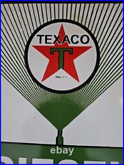 VINTAGE 1950'S Texaco Diesel fuel 2 Porcelain Advertising Sign (Green) 18 X 12