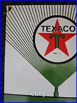 VINTAGE 1950'S Texaco Diesel fuel 2 Porcelain Advertising Sign (Green) 18 X 12