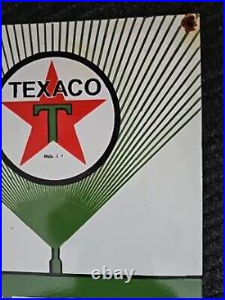 VINTAGE 1950'S Texaco Diesel fuel 2 Porcelain Advertising Sign (Green) 18 X 12