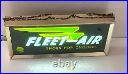 VINTAGE 1950's FLEET-AIR SHOES FOR CHILDREN LIGHTUP ADVERTISING SIGN-WORKS GREAT