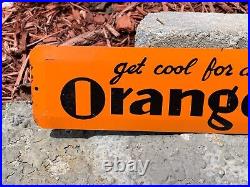 VINTAGE 1950's ORANGE CRUSH SODA METAL ADVERTISING SIGN, (16x 3) VERY NICE