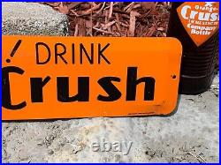 VINTAGE 1950's ORANGE CRUSH SODA METAL ADVERTISING SIGN, (16x 3) VERY NICE