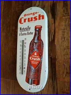 VINTAGE 1950s ORANGE CRUSH SODA ADVERTISING THERMOMETER SIGN NO b925a BROWN