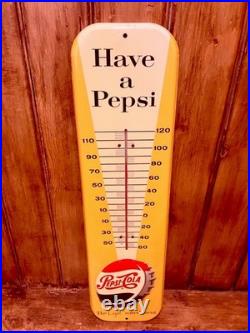 VINTAGE 1950s PEPSI ADVERTISING SIGN HAVE A PEPSI THERMOMETER XLNTCOND