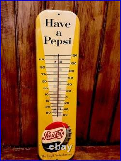 VINTAGE 1950s PEPSI ADVERTISING SIGN HAVE A PEPSI THERMOMETER XLNTCOND