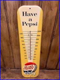 VINTAGE 1950s PEPSI ADVERTISING SIGN HAVE A PEPSI THERMOMETER XLNTCOND