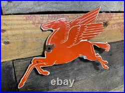 VINTAGE 1950s PORCELAIN MOBIL OIL SIGN GAG & OIL GARAGE PEGASUS DIECUT MECHANICS VINTAGE 1950s PORCELAIN MOBIL OIL SIGN GAG & OIL GARAGE PEGASUS DIECUT MECHANICS