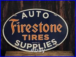 VINTAGE 1953 FIRESTONE TIRES PORCELAIN GAS AUTO CAR TIRE SERVICE SIGN 16.5x11 VINTAGE 1953 FIRESTONE TIRES PORCELAIN GAS AUTO CAR TIRE SERVICE SIGN 16.5x11