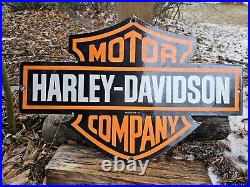 VINTAGE 1954 HARLEY DAVIDSON MOTOR COMPANY PORCELAIN SIGN 24 x 16