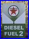 VINTAGE-1955-Texaco-Diesel-fuel-2-Porcelain-Advertising-Sign-Green-18-X-12-01-cmh