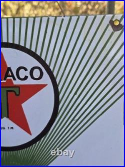 VINTAGE 1955 Texaco Diesel fuel 2 Porcelain Advertising Sign (Green) 18 X 12
