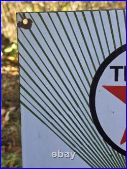 VINTAGE 1955 Texaco Diesel fuel 2 Porcelain Advertising Sign (Green) 18 X 12